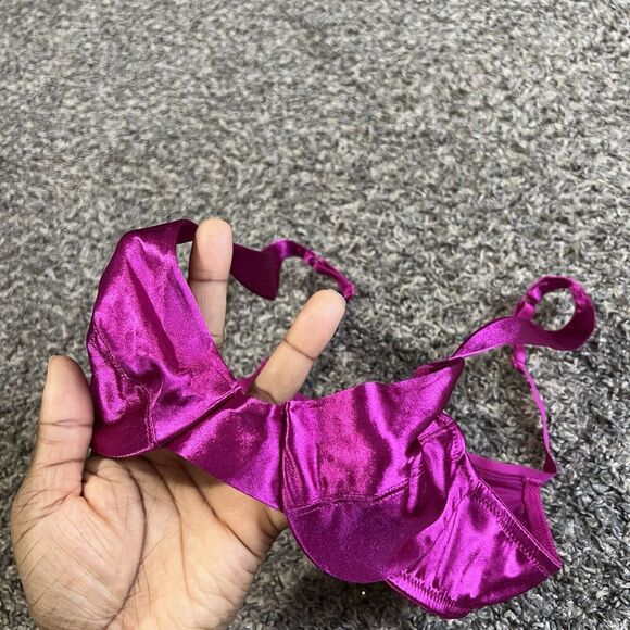 Victoria's Secret Second Skin Satin Unlined Bra 34A Pinkish Purple VINTAGE NEW - Picture 2 of 5